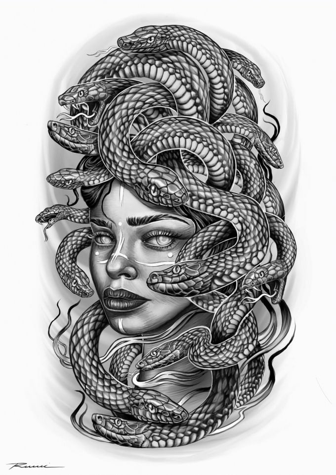 Diseño de tatuaje súper artístico en cualquier estilo.