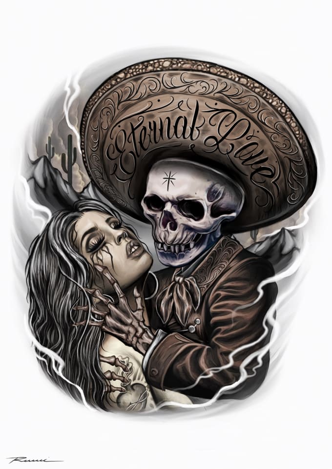 Diseño de tatuaje súper artístico en cualquier estilo.
