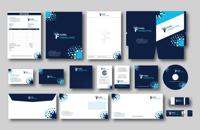 Diseño tarjetas de presentación + Papelería