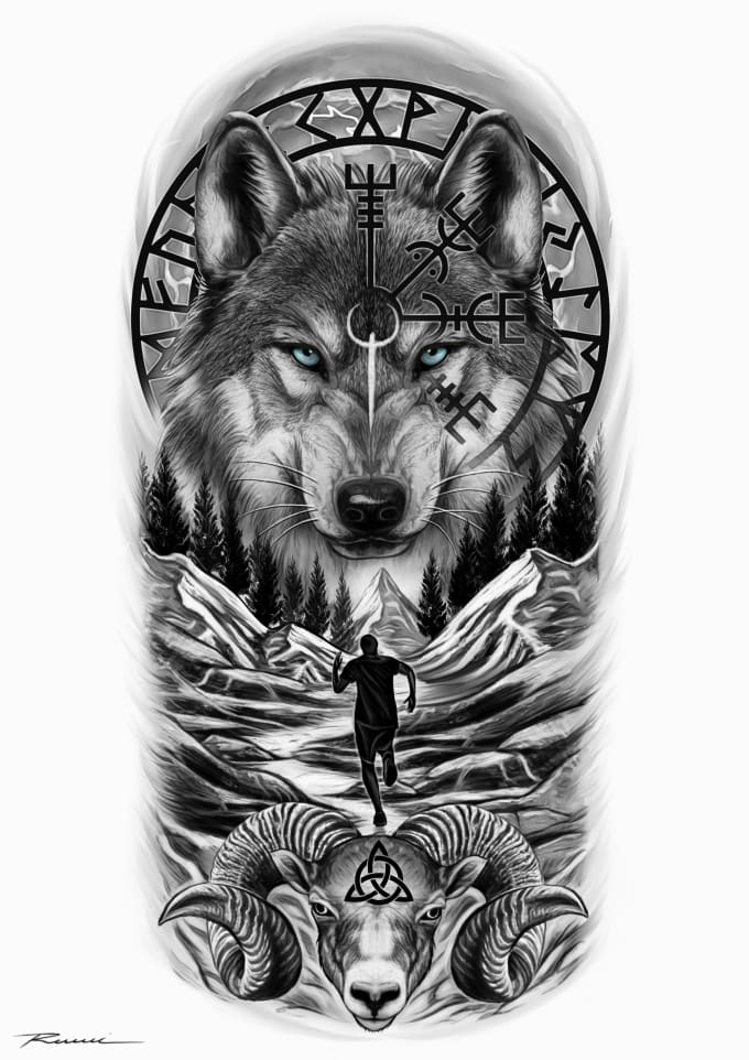 Diseño de tatuaje súper artístico en cualquier estilo.