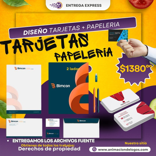 Diseño tarjetas de presentación + Papelería